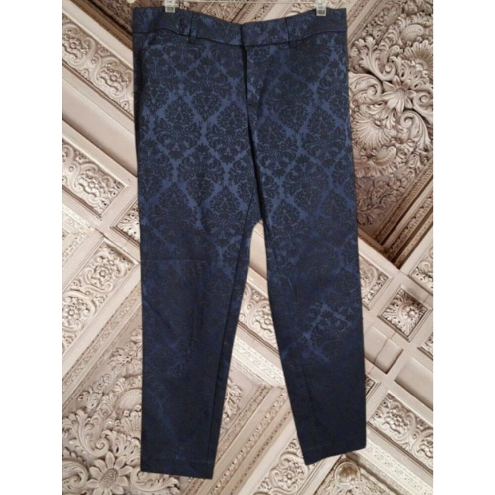 Old Navy Navy Blue Jacquard Brocade Dress Pants Size 10